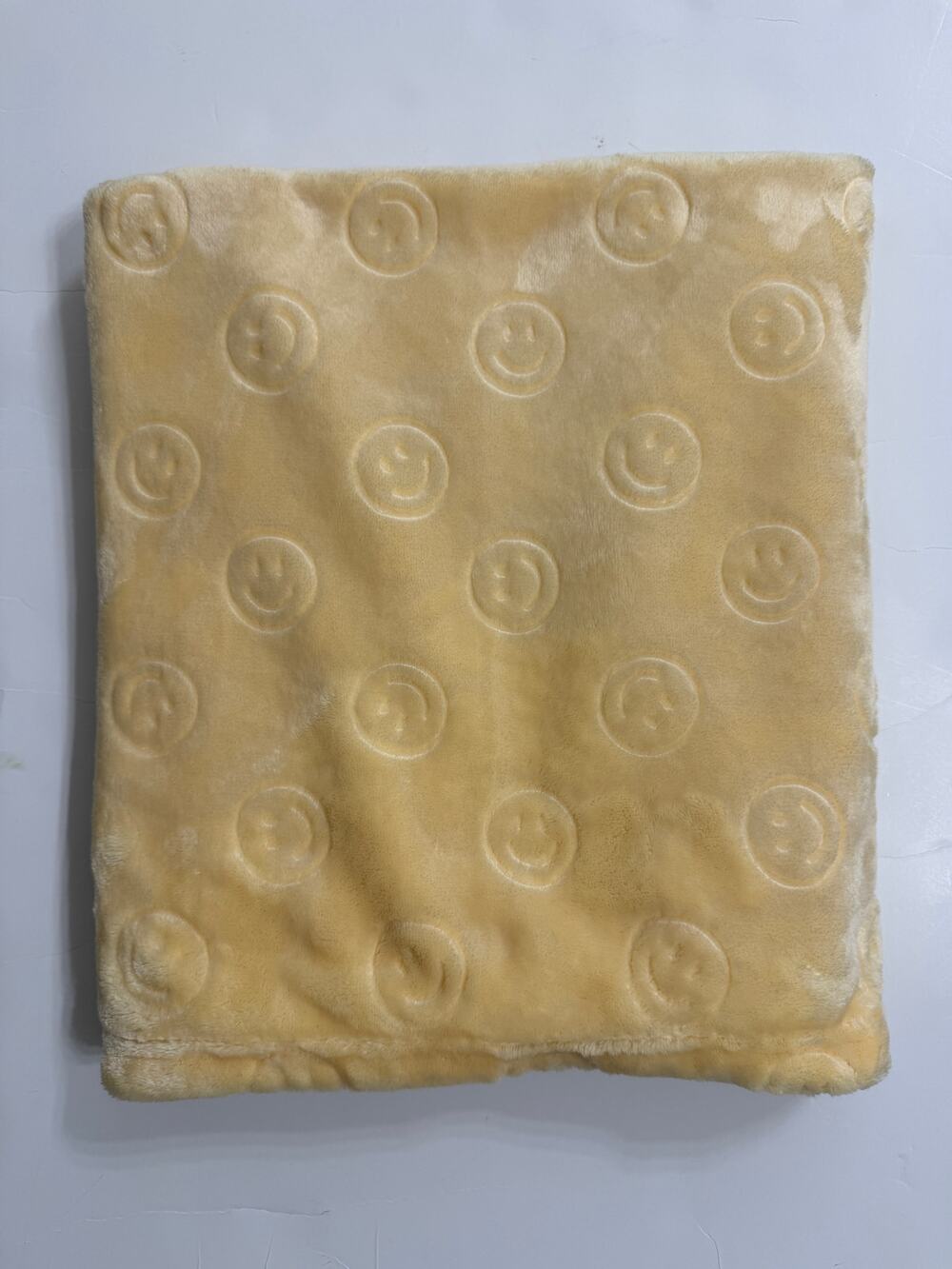 SL Home Fashion Smiley Face Yellow Fleece Baby Blanket Lovey Security Oeko Tex